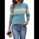 thumbnail image 3 of Suéteres de Punto A Rayas de Larga con Cuello Redondo, Ajustados y A para Mujer. Azul XL, 3 of 8
