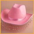 thumbnail image 2 of Vjnyvs Women's Cowboy Hat Set with Bandana and Heart-Shaped Sunglasses, Cowboy Hat Rhinestone Fringe Wide Brim Disco Cowboy Hat Pink, 2 of 6