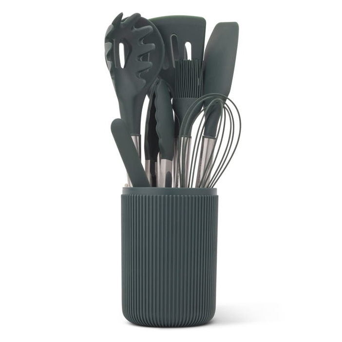 Thyme & Table Essential 10-Piece Silicone Utensil Set, Green photo 1