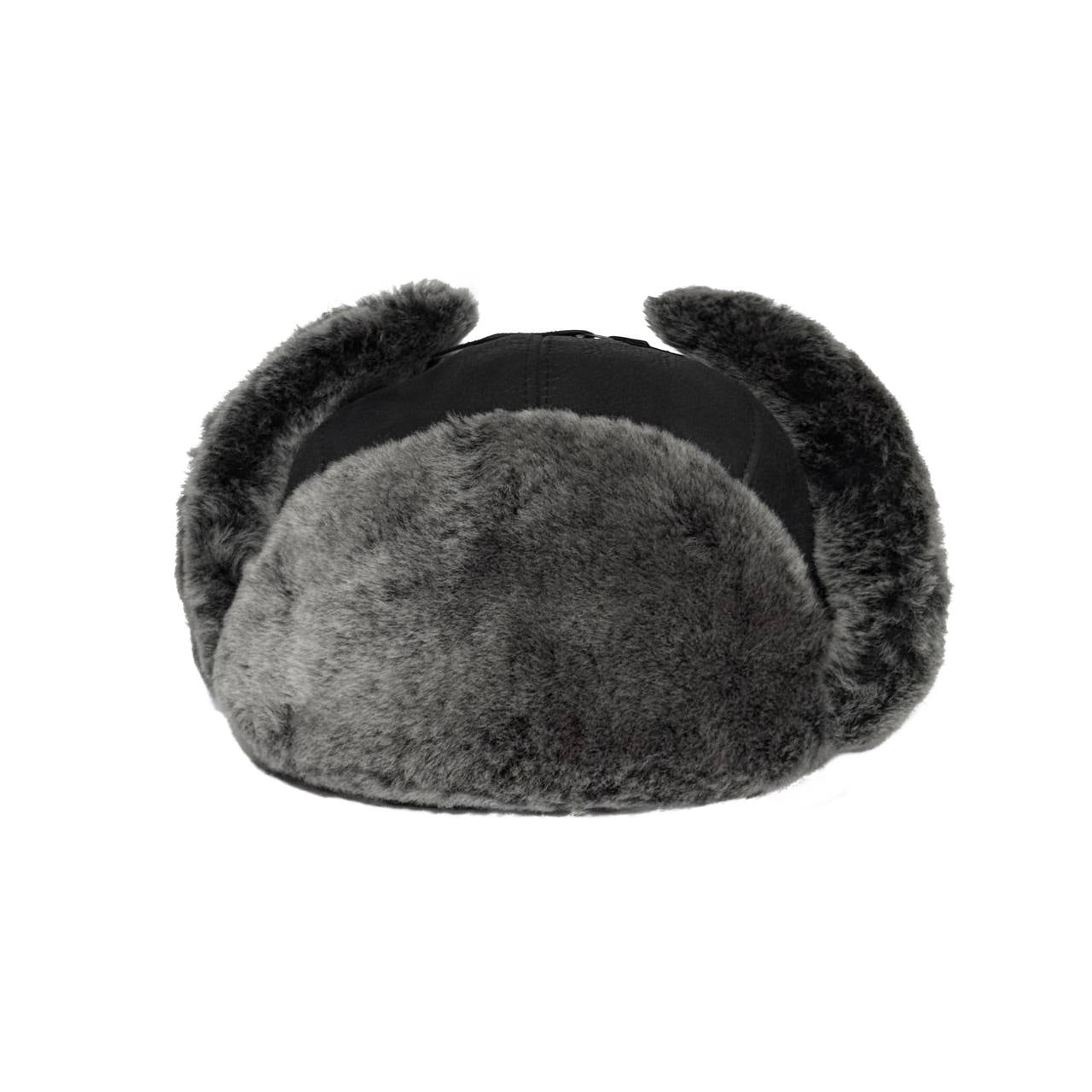 Leather Aviator Russian Ushanka Trapper Shearling Sheepskin Fur Ear Flap Waterproof Winter Hat (US, Alpha, Large, Black/Gray)