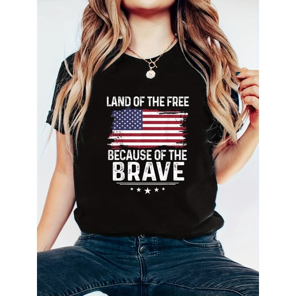 Land of the Free Because of the Brave Tee Vintage Flag T-Shirt