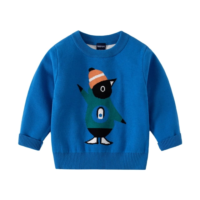 QUDDERR Chandail à Manches Longues pour Garçons Bébé Automne Hiver Motif Dessin Animé Col Rond 2-7 Ans