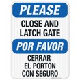 thumbnail image 1 of Please Close and Latch Gate Sign, Bilingual English and Spanish,, 1 of 8