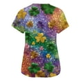 thumbnail image 4 of Women's St Patrick's Day Scrub Tops Short Sleeve V Neck Printed Workwear Top Shamrock Casual Uniform with Pocket 2026 Purple Pink XL, 4 of 6