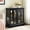 Black, variant on Leumius LED Curio Display Cabinet, Antique Display Cabinet with Adjustable Shelves, Retro Design Quality Showcase with Lattice Doors Elegant Bookcase and Storage Cabinet for Home Decor Oak
