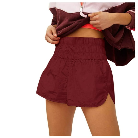 Mrzhqd Womens Running Shorts Workout Elastic Athletic Yoga High Waist Solid Color Shorts Summer