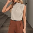 thumbnail image 2 of Women Tank Tops Mock Neck Sleeveless Pleated Camisole Summer Causal Loose Shirts, 2XL, 2 of 4