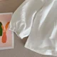 thumbnail image 5 of 2025 New Spring Girls' Shirt Base Top 1-6 Y Kid's Solid Color Bottoming Shirt Childrens Baby Peter Pan Collar Blouse, 5 of 6