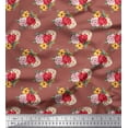 thumbnail image 1 of Soimoi Cotton Jersey Fabric Leaves & Peony Floral Fabric Prints By Yard 58 Inch Wide, 1 of 3