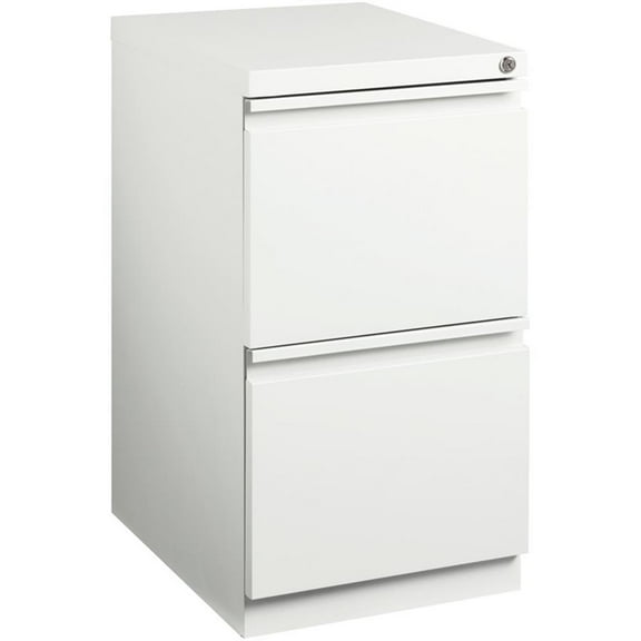 Scranton & Co 20" 2-Drawer Modern Metal Mobile Pedestal Filing Cabinet in White