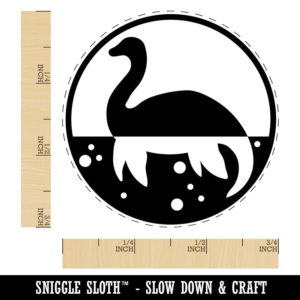 Nessie Loch Ness Monster Self-Inking Rubber Stamp Ink Stamper - Black Ink - Small 3/4 Inch
