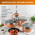thumbnail image 2 of Gotham Steel Copper Cast Stackmaster Pots and Pans Set, 10 Piece Stackable Cookware with Nonstick Cast Texture Coating, Includes Frying Basket, Fry Pans, Saucepans, Stock Pots and More, 2 of 16