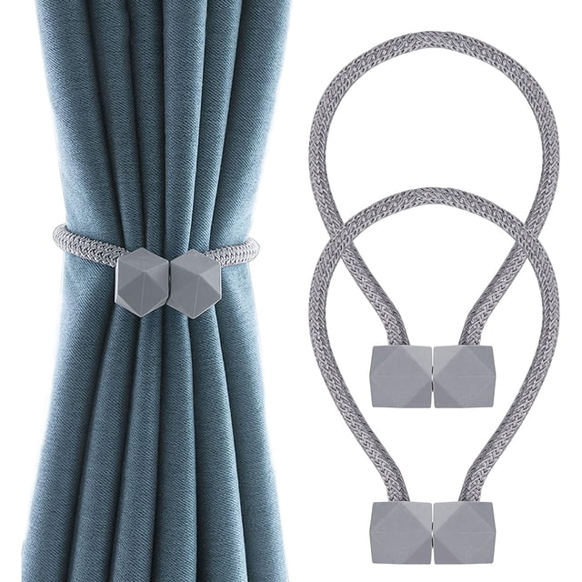Alzapaños magnéticos para cortinas (1 par), alzapaños de cortina de moda, accesorios de cortina con hebilla para el hogar, dormitorio, café gris