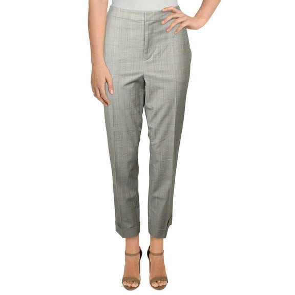 Lauren Ralph Lauren Womens Artine Wool Blend Plaid Suit Pants Gray 12