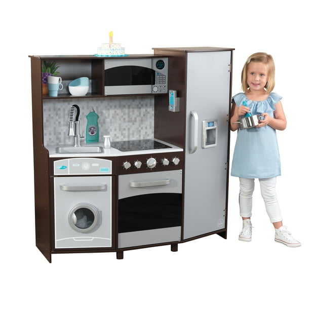 KidKraft Large Wooden Play Kitchen with Lights & Sounds Espresso