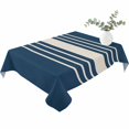 thumbnail image 2 of Navy Blue Beige Striped Table Cloth Waterproof Tablecloths, Modern Farmhouse Retro Lines Tablecloth Dining Table Cover for Kitchen Party Tabletop Outdoor, Rectangle Tablecloth 60x102 Inch, 2 of 9