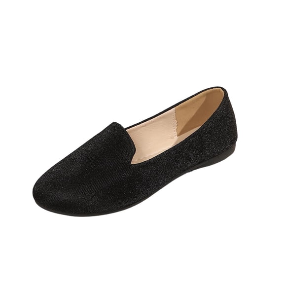 Black Ladies Cloth Solid Color Flat Shoes Round Toe Slip On 2026 Summer Breathable Casual Lightweight Comfortable