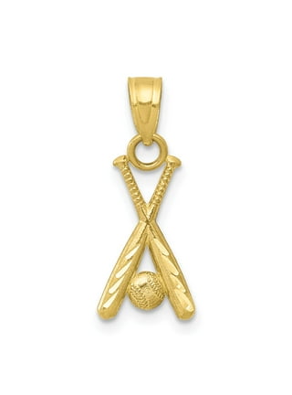 Baseball Bat Full Gold Plated Necklace Stainless Steel Baseball