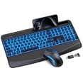 thumbnail image 1 of SABLUTE Wireless Keyboard and Mouse Combo, Rechargeable 4000mAh Light up Quiet Keyboard with Wrist Rest & Phone Holder, Ergonomic Silent Typing for P, 1 of 8