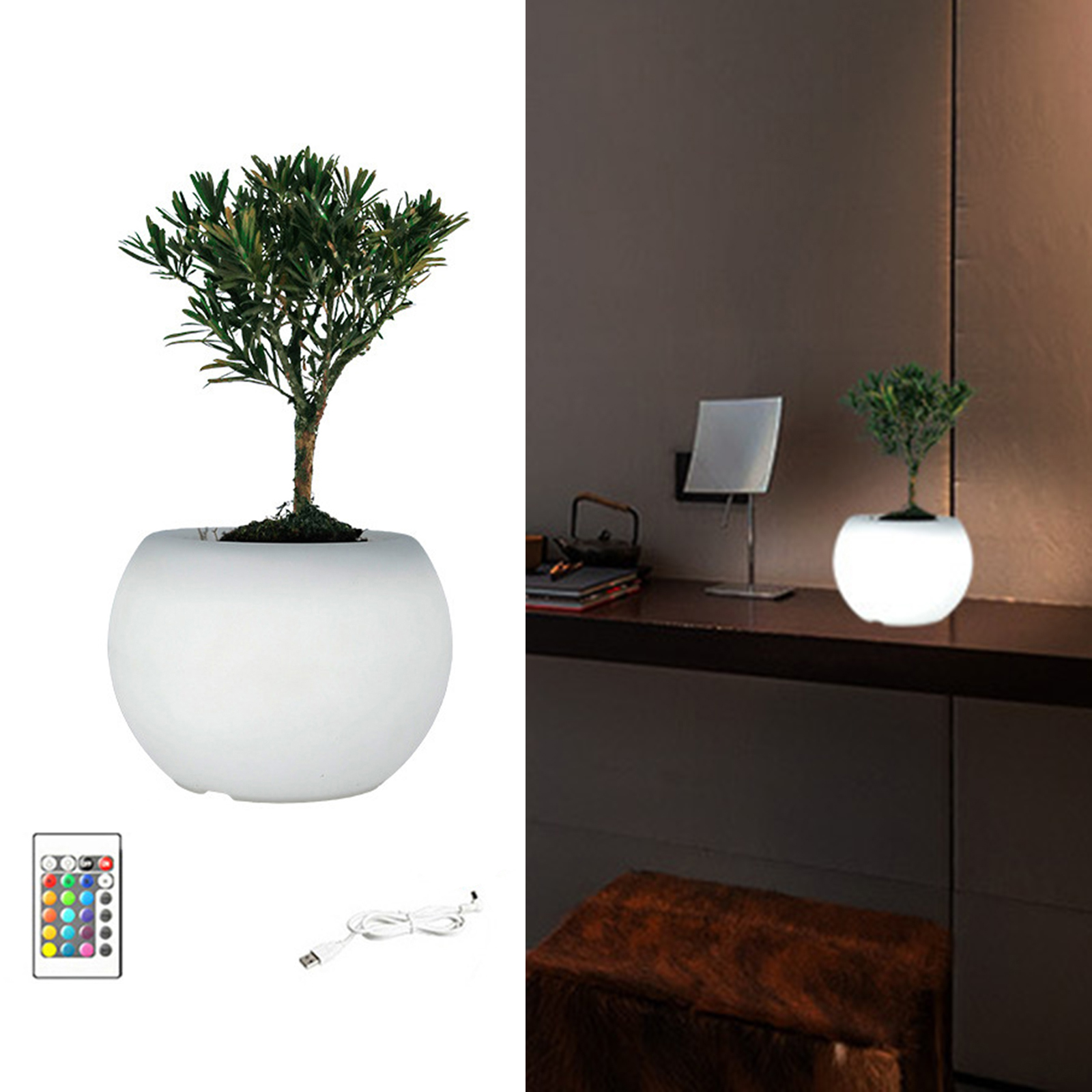 Smarted Color Shifts Illuminated Planter For Indoor Plant Decorative Gardening Pots Using Safe Materials