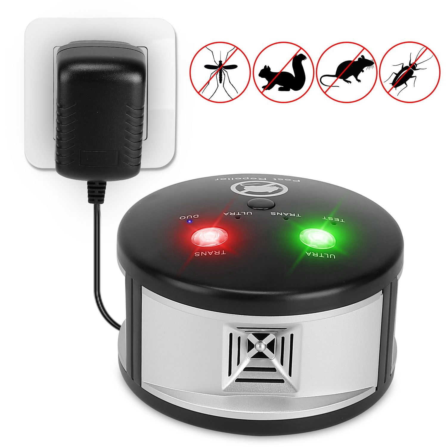 360 °   Ultrasonic Pest Repeller Electronic Plug-in Pest Control Mouse Chaser Blocker Repellent Deterrent with Pressure Wave & Ultrasonic Sound for Indoor Use