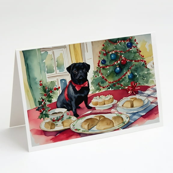 Pug Christmas Cookies Greeting Cards Pack of 8 7 in x 5 in