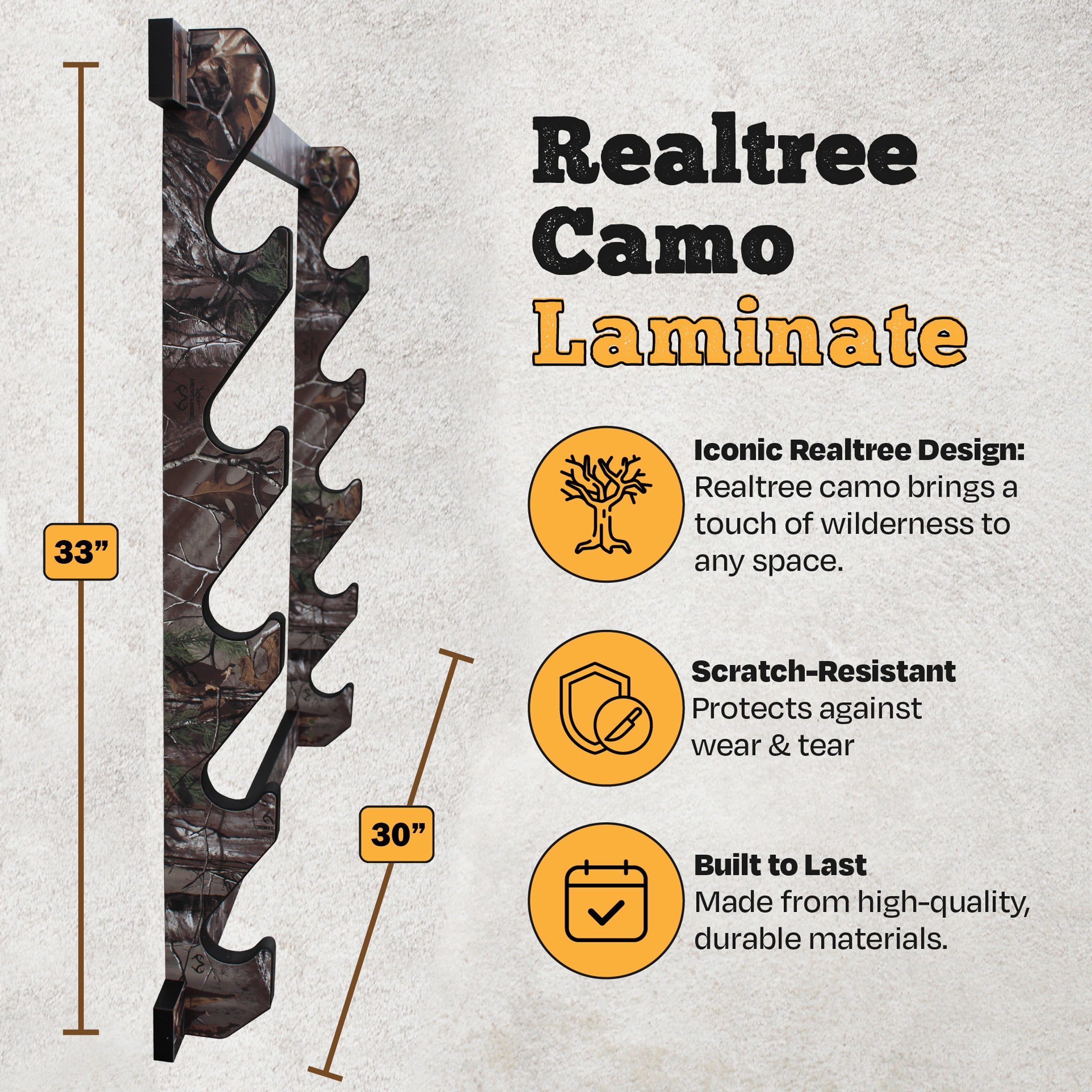 Realtree X-tra Camo 5 Rifle/Shotgun Wall Storage Display Rack - Convenient Easy Assembly