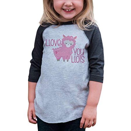 

7 ate 9 Apparel Kids Llama Valentine s Day Grey Raglan