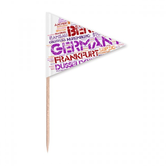 Germany City Name Map Style Toothpick Triangle Cupcake Toppers Flag