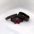 thumbnail image 6 of Matching Ring Couple Rings Black Gold Plated 1.5CT Red CZ Women Wedding Ring Sets Female Ring, 6 of 7