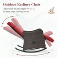 thumbnail image 4 of HOMREST Outdoor Recliner Set of 2, Wicker Reclining Patio Chair with 150°Adjustable Backrest & Extended Footrest & Removable Cushion for Garden, Burgundy, 4 of 7