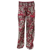 Mogul Women's Pants Red Floral Print Yoga Relaxation Trouser