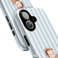 thumbnail image 2 of Blue Striped Curious Monkey and Cat Hug Phone Case, Cute Animal Friendship, Soft Minimalist Artistic iPhone Cover for iPhone 17 16 15 14 13 12 11 Plus Pro Max Mini, 2 of 6