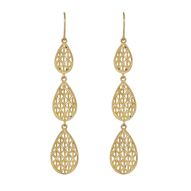 Brilliance Fine Jewelry 10kt Yellow Gold Triple Filigree Graduated Teardrop Earrings Brilliance Fine Jewelry 10kt Yellow Gold Triple Filigree Graduated Teardrop Earrings
