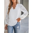 thumbnail image 3 of Blusas de mujer, blusa tipo túnica de manga larga con cuello en V y mangas de encaje, 3 of 6