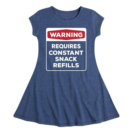 

Instant Message - Warning - Requires Constant Snack Refills - Toddler & Youth Girls Fit & Flare Dress