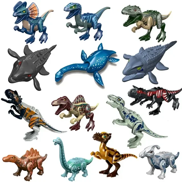 ¡¡Gran venta!! Dinosaurio Jurásico mundo marino animales Mosasaurus Indominus Rex modelo bloques de construcción iluminar ladrillos juguetes para niños