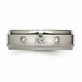 thumbnail image 4 of Titanium Polished 1/5ct. tw. Diamond Ridged Edge Band Size: 12; for Adults and Teens; for Women and Men, 4 of 7