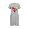 thumbnail image 5 of Sakmal Moomoos for Women Sleep Loose Ultra-Soft Gray Stretchy Sleepwear Crew Neck Short Sleeve Short Heart Print Nightgowns S-2XL, 5 of 5