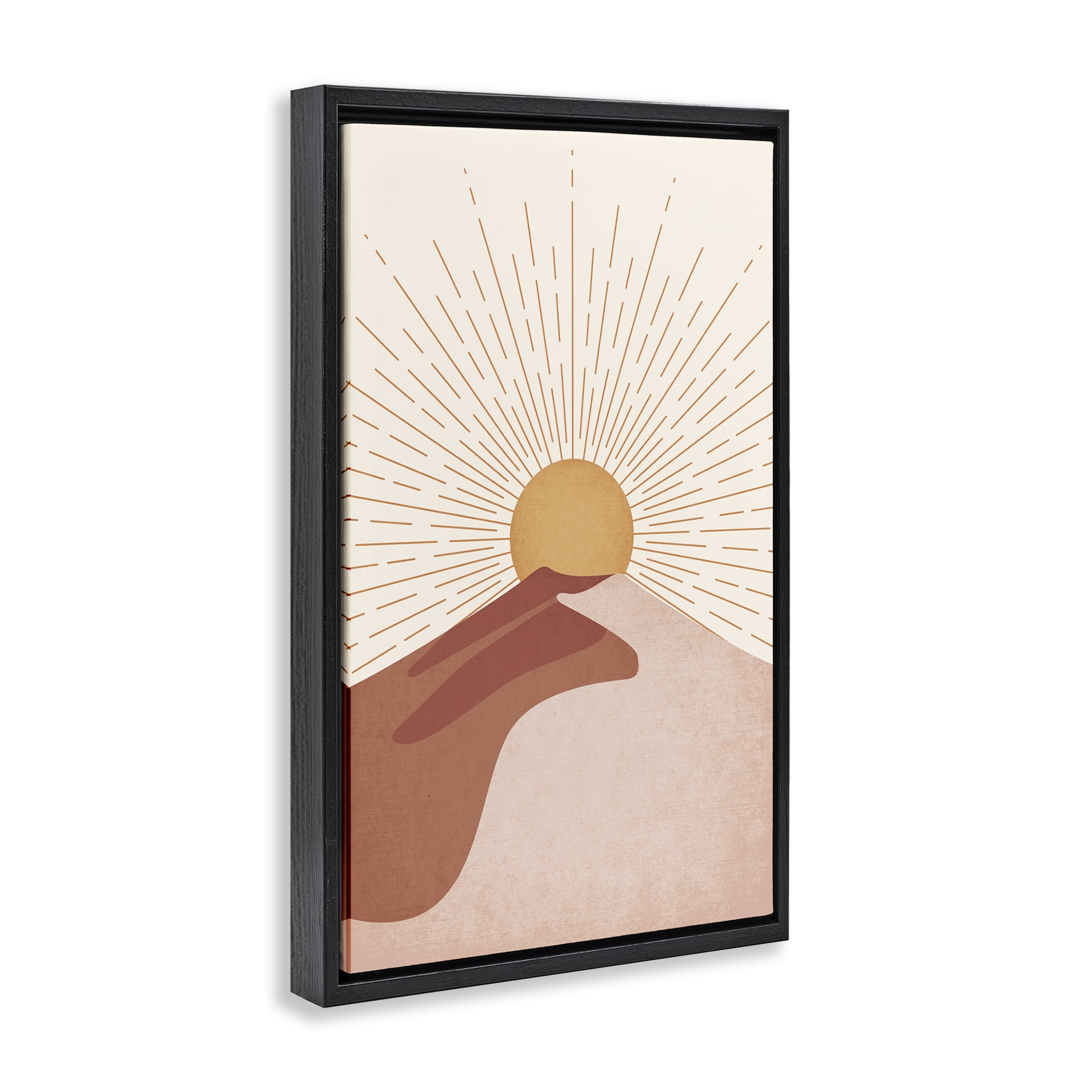 Stupell Industries Sand Dune & Sun Rays Landscape & Nature Painting Black Floater Framed Canvas Art Print Wall Art, 21 x 31
