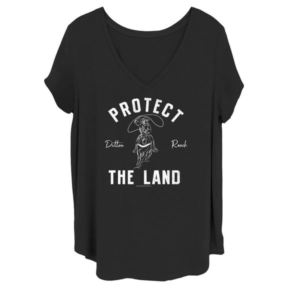 Women's Yellowstone Protect The Land Dutton Range Cowboy Outline  Graphic T-Shirt
