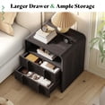 thumbnail image 3 of VanAcc Fluted Night Stand with Storage Drawers, Modern Small Nightstand with Open Shelf, Wood End Table for Bedroom, Living Room, Black, 3 of 9