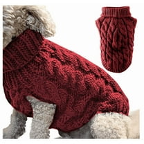 Clearance Dog Sweater Turtleneck Sleeveless Knitted Dog Sweater Pet Warm Clothes, Fall Winter Warm Dog Clothes Halloween Christmas for Small Medium Large Dogs (Red,L)
