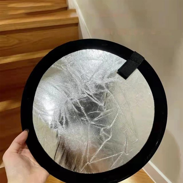 Difusor de luz reflectora de foto plegable de 30 cm 2 en 1 blanco y plateado para selfies de teléfono Tiktok Accesorios de aplicación Redondo Baoblaze Tablero de reflectores de luz