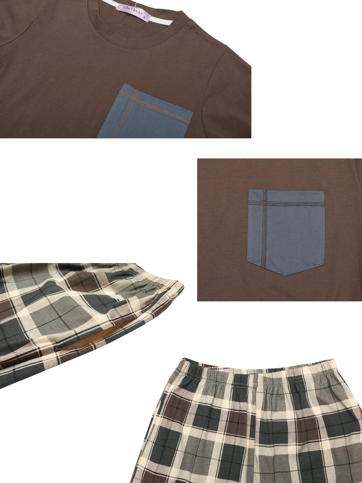 Unique Bargains Womens Long Sleeve with Pants Plaid Family Pajama Sleepwear Sets