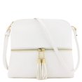 thumbnail image 1 of DELUXITY Bolso bandolera mediano ligero con borla (blanco), 1 of 1