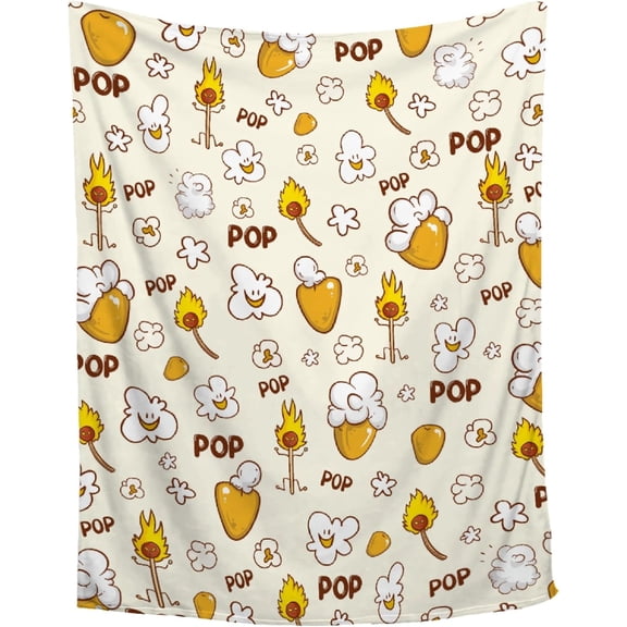 Cute Popcorn Blanket Food Blanket,Popcorn Gift for Popcorn Lover,Popcorn Fun Novelty Bed Blanket,Lightweight Super Soft Cozy Throw Blanket for Couch Bed Sofa,50"x60"-Full Size for Teens