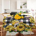 thumbnail image 2 of Sunflower Round Tablecloth 60 Inch, Gnomes Table Cloth With Black Buffalo Plaid, Polyester Vintage for Picnic Party Dinner, 2 of 6