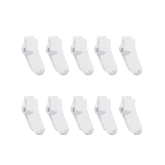 Hanes Women's Athletic Ankle Socks, Full Sole Cushion, 10-Pairs White 5-9