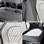 Coverado Car Seat Covers Full Set, Gray&White Front and Back Auto Seat Protectors, Premium Leather Interior Cushions Universal Fit for Most Cars, SUVs and Trucks